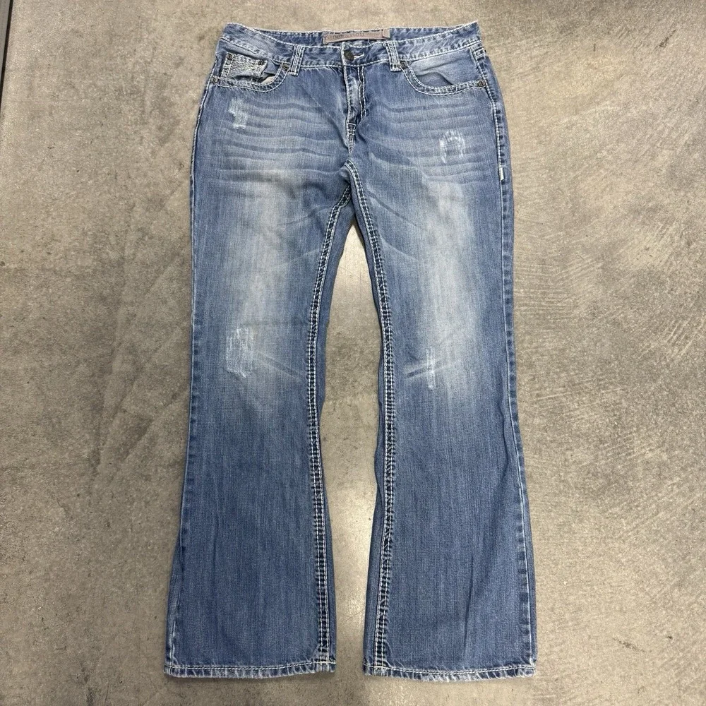 Rock & Roll Cowboy Double Barrel Jeans Men's Relaxed Bootcut Distressed 38x34